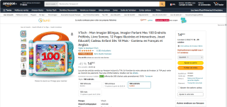 Livre sonore enfants VTech - Mon imagier bilingue, à 14,90€
