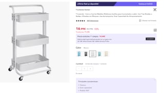 Carro Multiuso Auxiliar con Ruedas Almacenamiento 3 Niveles por 16.99€ (Cuenta Nueva 8.5€)