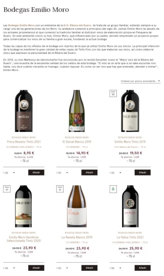 Oferta Carrefour Bodega con Vinos Emilio Moro.