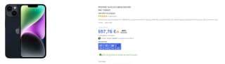 Móvil Apple iPhone 14 Plus de 128GB por 857,76€