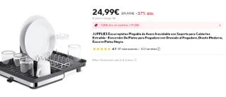 Escurreplatos Plegable de Acero Inoxidable con Soporte para Cubiertos Extraible por 24,99€
