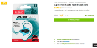 Alpine WorkSafe Oordoppen voor €10,21