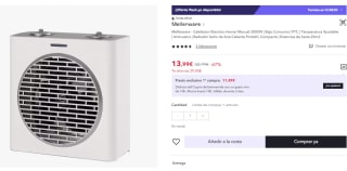Calefactor Electrico Mellerware Homy! Manual 2000W por 8.4€