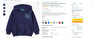 United Colors of Benetton Sudadera con Capucha para niños por 7.95€