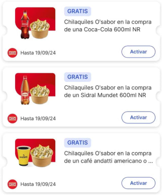 Cupón Chilaquiles Gratis en Spin Premia comprando Coca Cola o Café