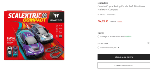 Circuito Cupra Racing Escala 1:43 Pista Línea Scalextric Compact por 74,99€