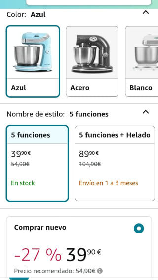 Cecotec Batidora Amasadora por 39,90€.