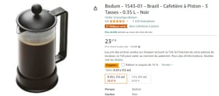 Cafetière à Piston Bodum à 23,27€