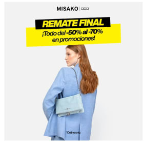 Remate final en Misako descuentoazos de 70% y mucho más solamente online