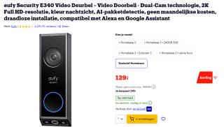 Eufy E340 videodeurbel voor €129 bij Bol