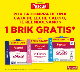Reembolso de 1birck de leche Pascual por la compra de una caja