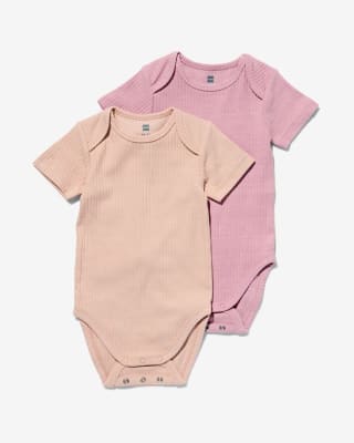 Meegroei rompers stretch rib met bamboe set van 2 voor €10,50 bij de Hema