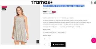 Vestido corto tirantes crepe Zac agua marina por 5,99€