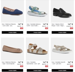 Liquidación hasta 85% descuento Geox calzado precios desde 6,99€