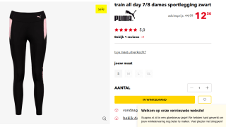 Train All Day 7/8 dames sportlegging zwart voor €12,50 bij Scapino