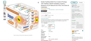 Dodot Toallitas Bebé Pure Cuida & Protege, 792 Toallitas (18x44 Unidades) por 24,70€