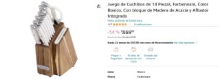 Set de 14 Cuchillos por $869 en Amazon