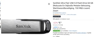 SanDisk Ultra Flair USB 3.0 Flash Drive 64 GB flashdrive voor €6,76 bij Amazon