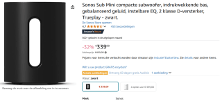 Sonos Sub Mini Zwart voor €339 bij Amazon