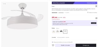 Ventilador techo con luz led, silencioso reversible, mando a distancia por 64,38€ (cuenta nueva 52,38€)