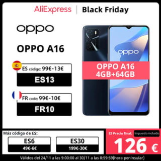 Black Friday Smartphone OPPO A16 4GB 64GB a solo 126€