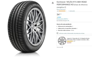 Ruedas de coche Kormoran 185/65 R15 88H ROAD PERFORMANCE KO por 34,24€