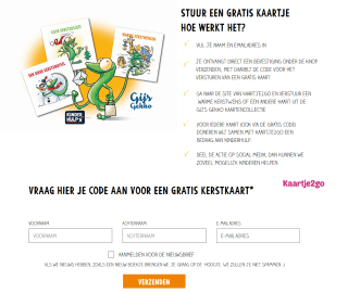 Gratis Gijs Gekko (kerst)kaart van Kleine Denkers bij Kaartje2go