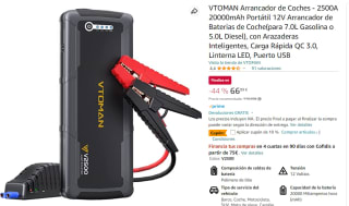 Arrancador de Coches - 2500A 20000mAh Portátil 12V por 60.29€
