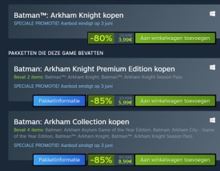 Diverse Batman: Arkham Knight versies vanaf €3.99 bij Steam