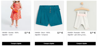 Ropa de niñ@s y mujer desde solo 0,50€ marca OKAIDI y calzado por 0,99€