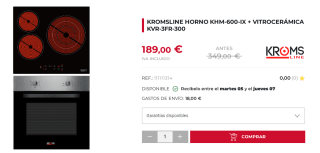 Horno KHM-600-IX + Vitroceramica KVR-3FR-300 por 189€