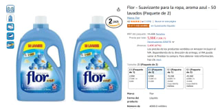 Pack 2 Flor Suavizante para la ropa, aroma azul - 50 lavados por 5,98€