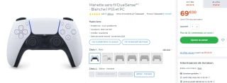 Manette sans fil DualSense™ - Blanche I PS5 et PC à 69€