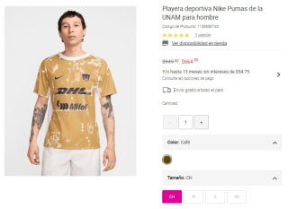 Playera Deportiva Nike Pumas UNAM por $664 en Liverpool