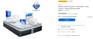 Paquete Colchon King Size + 2 Almohadas + Cubre Colchon + Sabanas Spring Air Smith por $6,959 en Walmart