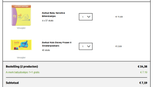 1+1 gratis op alle A-merk babydoekjes bij Kruidvat