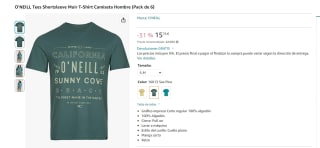 Pack de 6 camisetas Oneil desde 15,76€ , posible error de precio