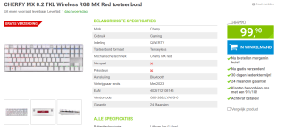 CHERRY MX 8.2 TKL Wireless RGB MX Red toetsenbord voor €99,90 bij Megekko