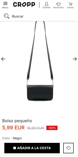 Bolso pequeño negro por 5,99€.