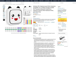 Ambesty Mini Impresora para Movil con 13 Rollos de Papel por solo 13,48€