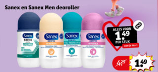 Alle varianten Sanex Deoroller voor €1,49 bij Kruidvat
