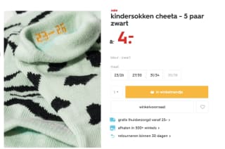5 paar Kindersokken cheetah voor €4 bij de Hema