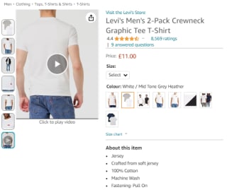 Shop Levi's men's 2-pack crewneck graphic tee from Amazon for £11