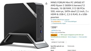 MINIS FORUM Mini PC UM560 XT AMD Ryzen 5 5600H 16 GB 512 GB voor €319,99 bij Amazon.nl