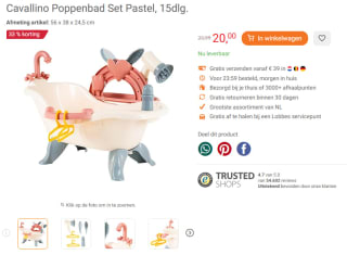 Cavallino Poppenbad Set Pastel, 15dlg. voor €20 bij Lobbes
