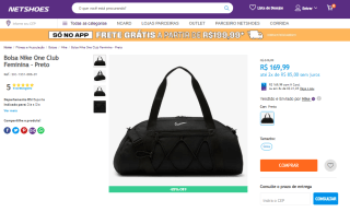 Bolsa Feminina da Nike, modelo One Club - R$ 169,99