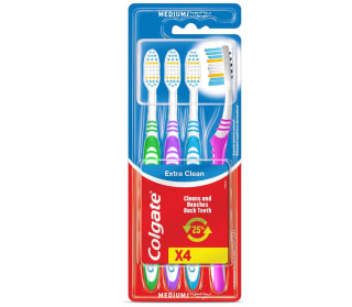2 Colgate Extra Clean Cepillo de Dientes Dureza Media 2x Pack 2+2 Limpieza Profunda con Limpiador de Lengua Total 8 cepillos por 3,14€