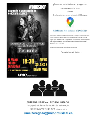 Focusrite & UME: Cómo sonorizar y grabar un concierto acústico gratis