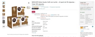 90 cápsulas NESCAFÉ Dolce Gusto Café con Leche por 15,72€