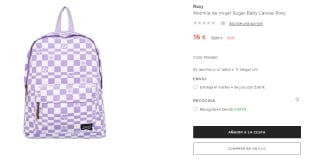 Mochila Roxy Sugar Baby Canvas de 16L por 16€